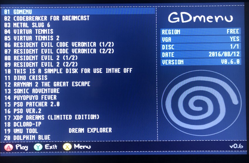 GDMENU – exit to BIOS