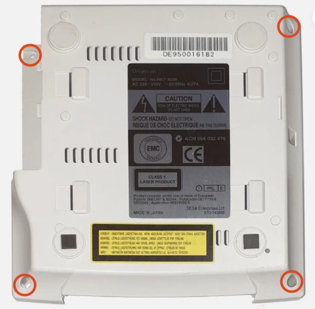 Removing the Dreamcast screws